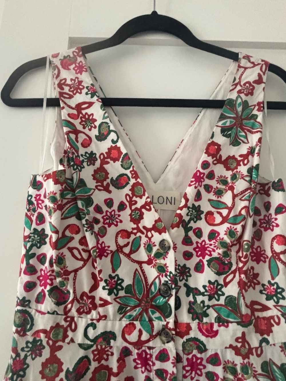 SALONI Printed Cotton V-Neck Midi Dress - Size 4